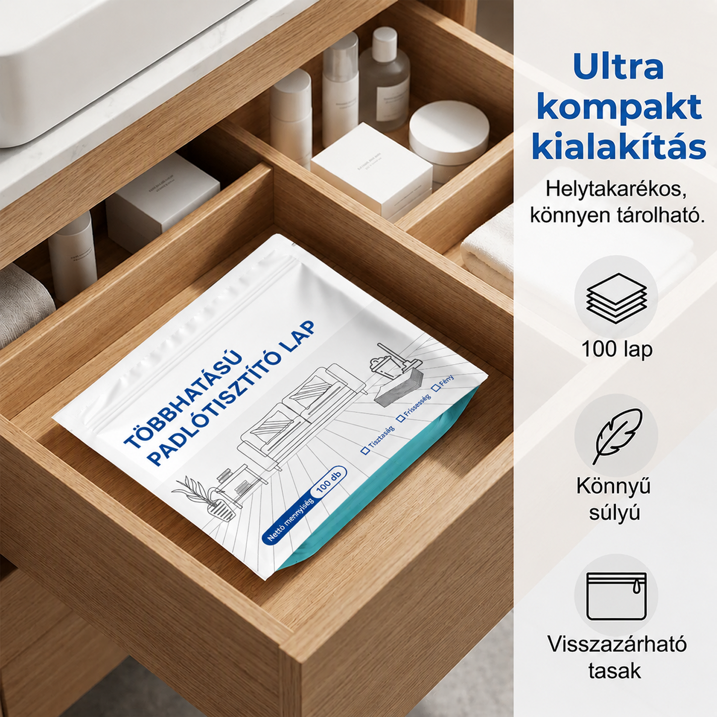 🧻Korlátozott ideig 50% kedvezmény💧🧹Vízben oldódó padlótisztító kendők